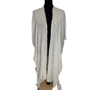 FREE PEOPLE One Women Gauze Long Wrap Kimono Sz XS White Loungewear Beachy 24-7